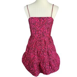 Alice + Olivia Floral Bubble Mini Dress Jamila Coquette Pink Black 4